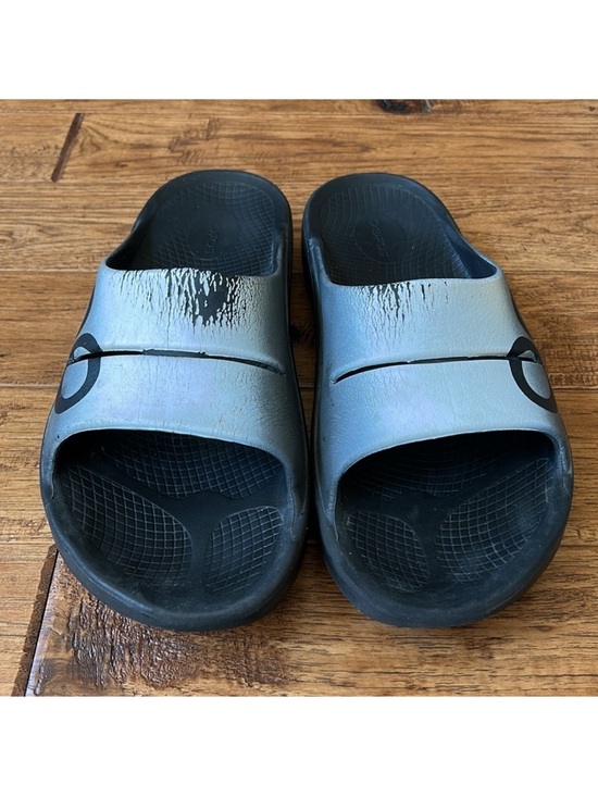 Oofos Ooahh Sport Slide Sandals Recovery Shoes Black White Size Men 11 Women 13 main image 5